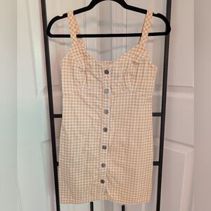 Topshop Gingham Sleeveless Denim Minidress